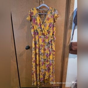 Jade Yellow Ruffled Wrap Maxi Dress